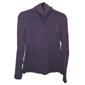 J. Jill Purple Striped Jersey Turtleneck Top Size Small